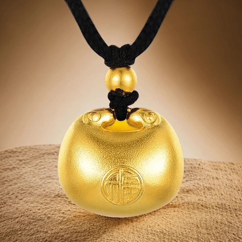 胖福锁包吊坠手工双面编绳古法金色挂