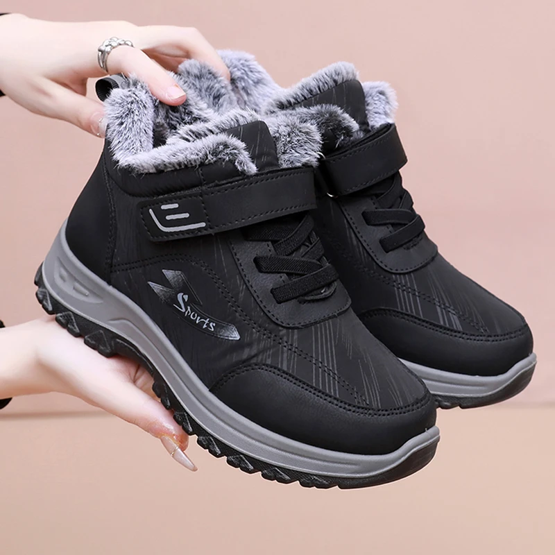 老北京棉鞋男冬加绒加厚爸爸鞋防水防滑中老年女士棉靴软底健步鞋