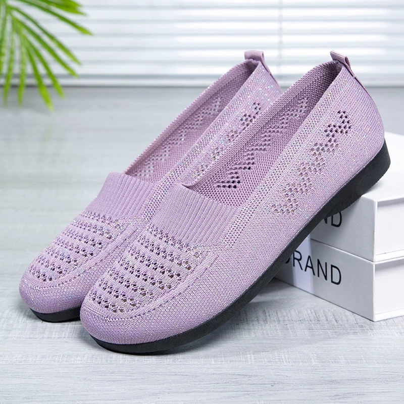 2023夏季新款老北京飞织网面休闲鞋透气轻便中老年妈妈鞋软底防滑