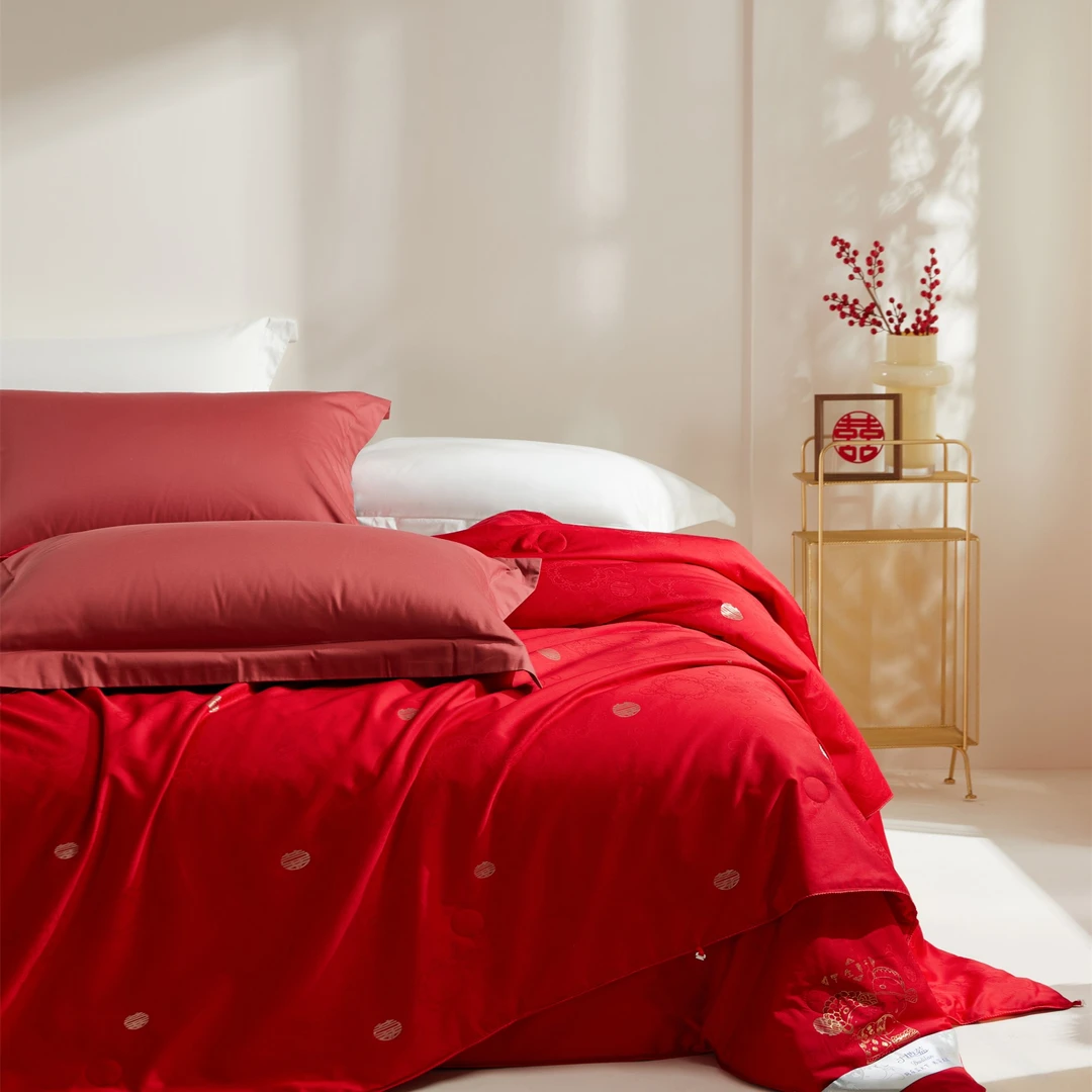 【粉丝专享】大地蓝喜结良缘婚庆系列蚕丝被大红色喜被婚被冬被