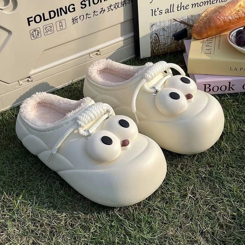 防水棉拖鞋女款秋冬季新款2024款包跟厚底保暖家用外穿卡通棉鞋女