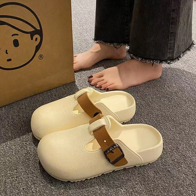 拖鞋女秋冬2024新款韩版时尚搭扣防滑厚底网红外穿沙滩包头凉拖鞋