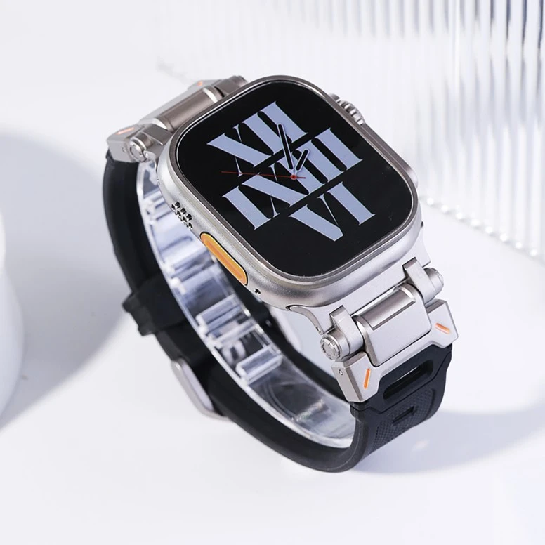 星图机械风不锈钢接口TPU硅胶苹果手表带iwatch126789金属ultra49