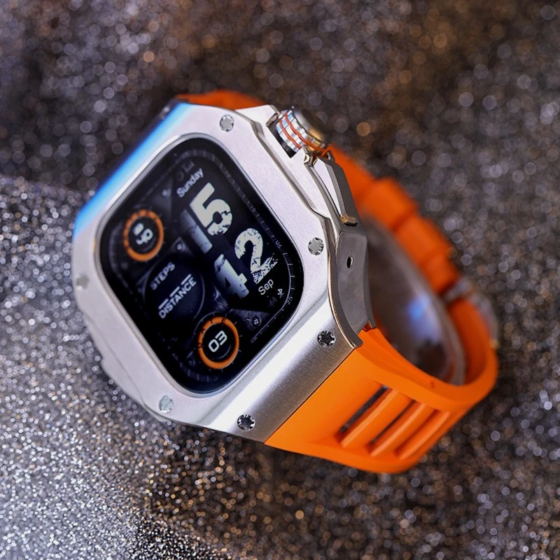 星图ultra49mm不锈钢理查德改装壳氟橡胶蝴蝶扣苹果手表带s8个性