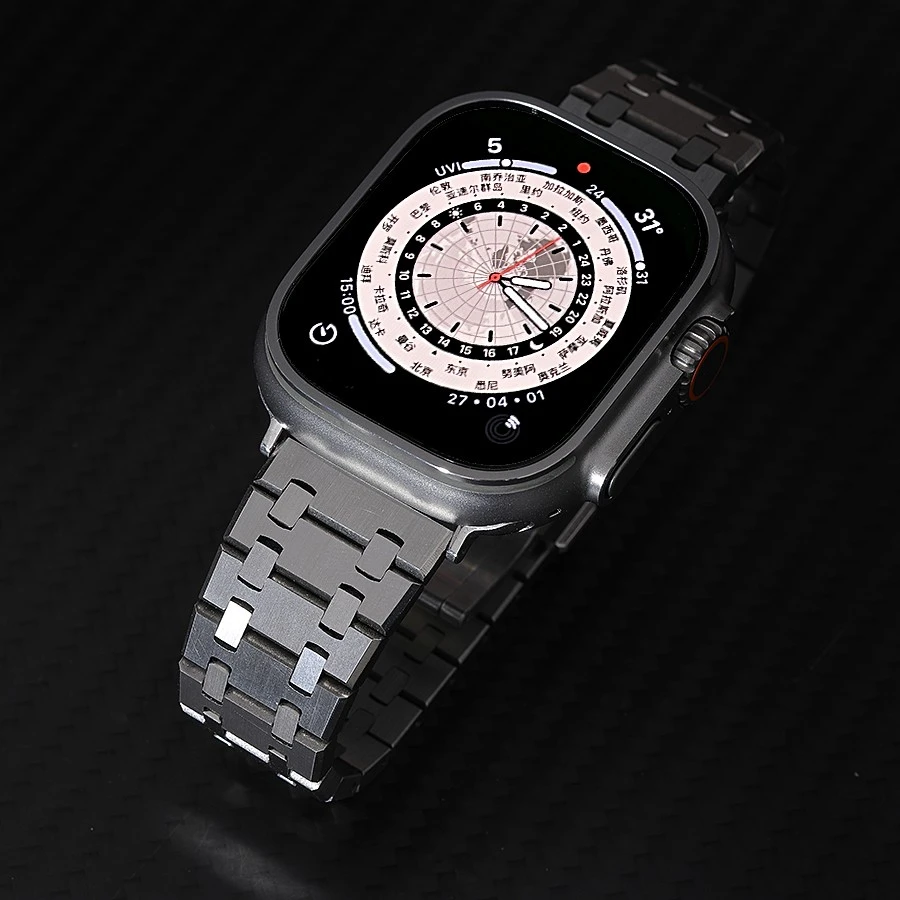 星图ultra49mm不锈钢ap表带iwatch手表applewatch蝴蝶扣金属橡树