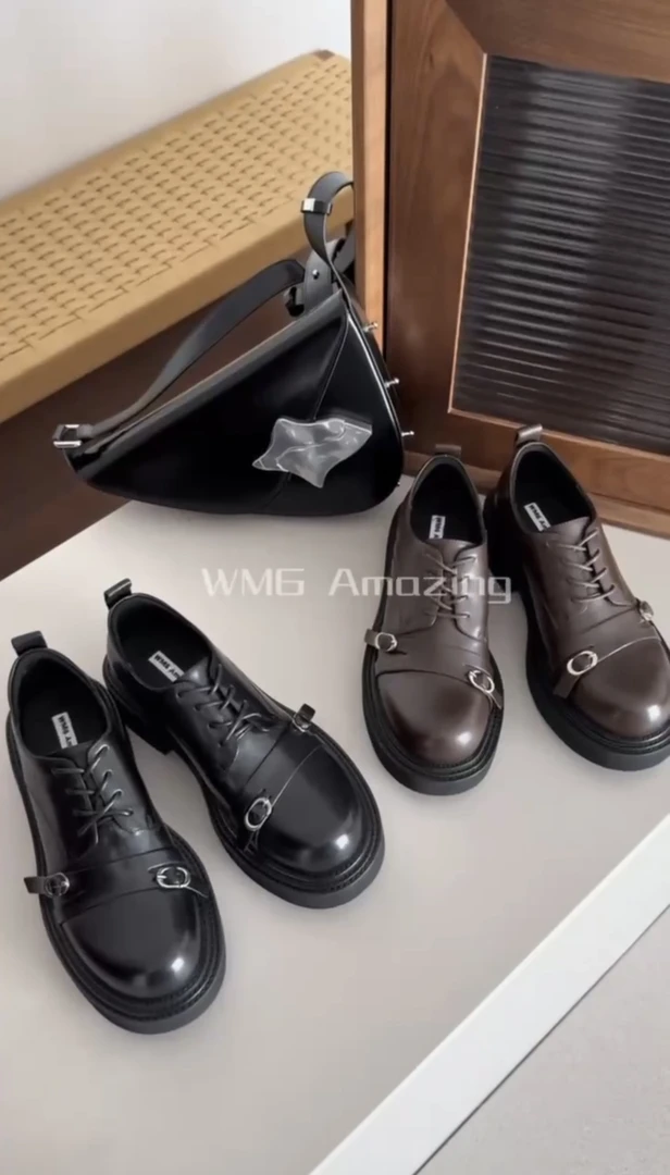 WM6 Amazing女鞋2024秋季新款欧货英伦风德比鞋低跟胎牛皮乐福鞋