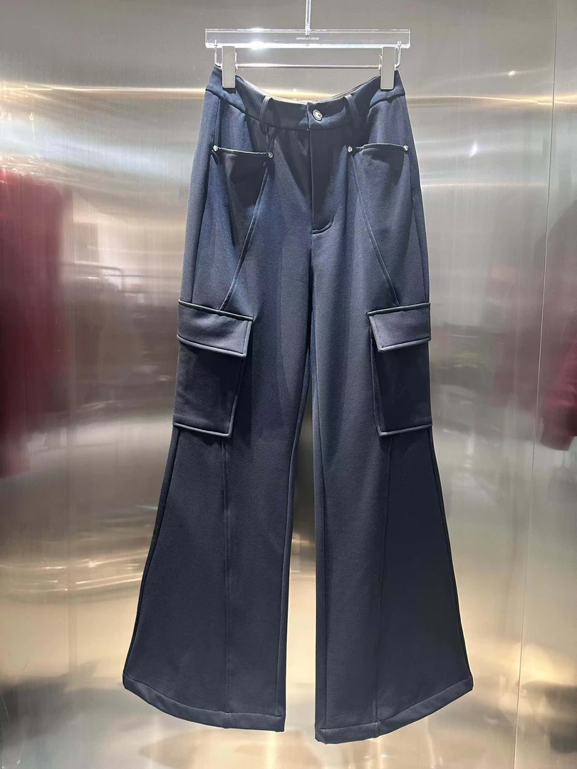 吉美·原创设计师新款加绒工装口袋休闲裤