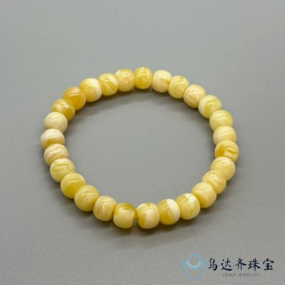 【乌达齐珠宝】8mm蜜蜡虎皮金白妖花老型@多样性只发其中一个