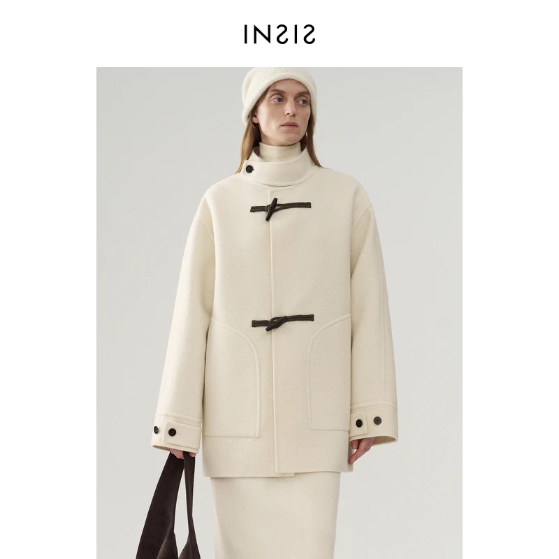 直身学院风毛呢大衣