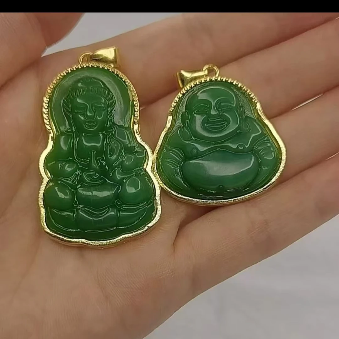 时尚饰品深绿色观音+佛公（发一对）
