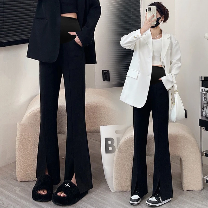 【杉杉】孕妇装秋季新款时尚百搭开叉西装裤休闲裤显瘦喇叭裤托腹裤