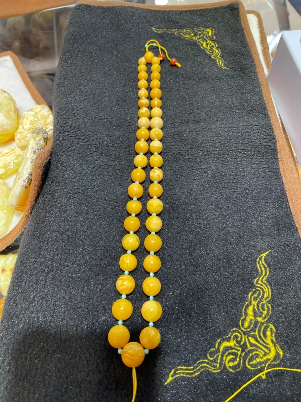 老蜜蜡白蜜塔链项链老蜜蜡自然氧化包浆32.6克，直径11-13mm左右。