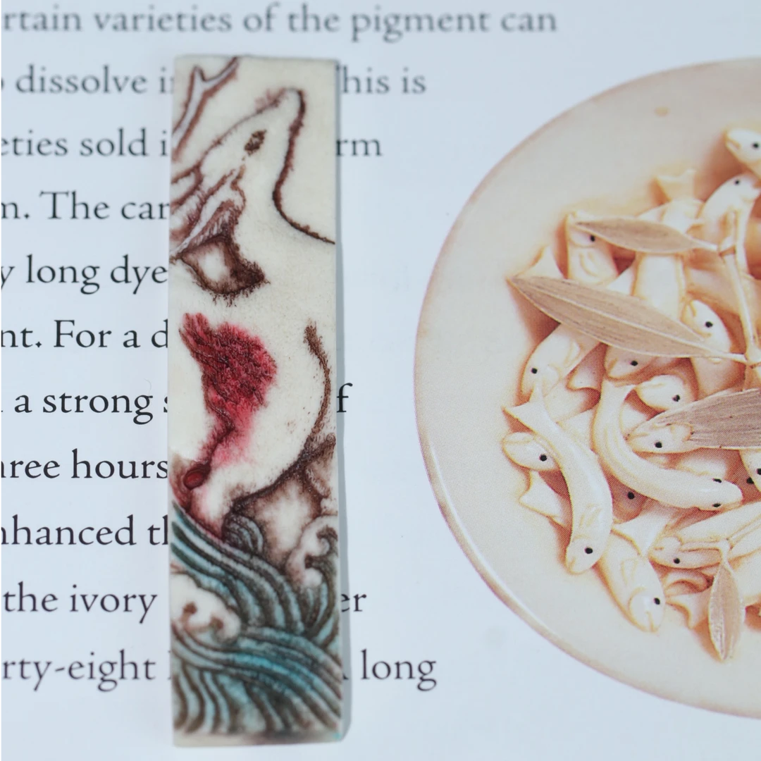 夫诸 山海经 鹿角雕刻 浮雕 方颜作品 纯手工 配饰挂件 手把件