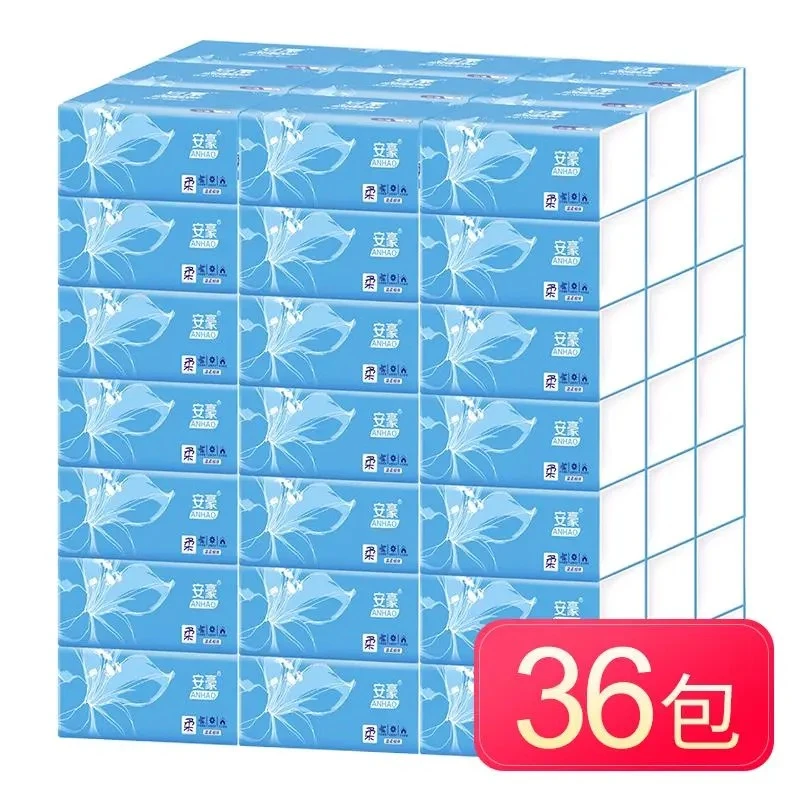 36包整箱中号抽纸家用面巾纸加厚三层母婴家庭装可湿学生家用纸