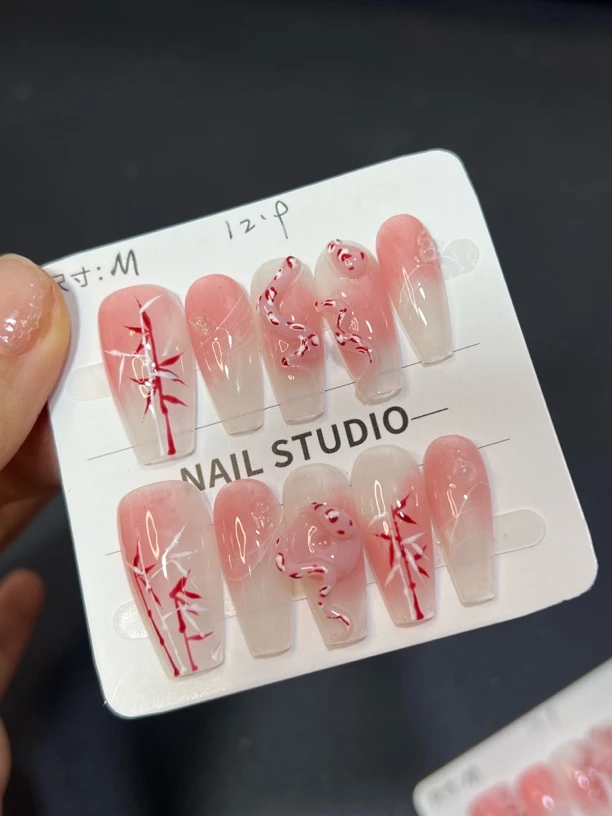 国风小蛇手捏美甲1260