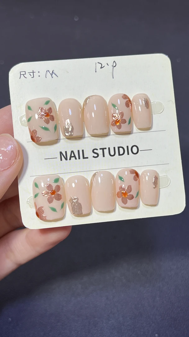 掐死金花短甲纯手工穿戴甲魔镜粉美甲832