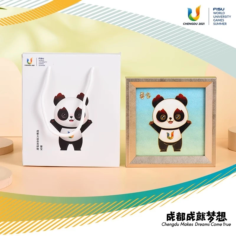 成都大运会蓉宝(掐丝珐琅彩画)纪念品摆件装饰（站姿款）