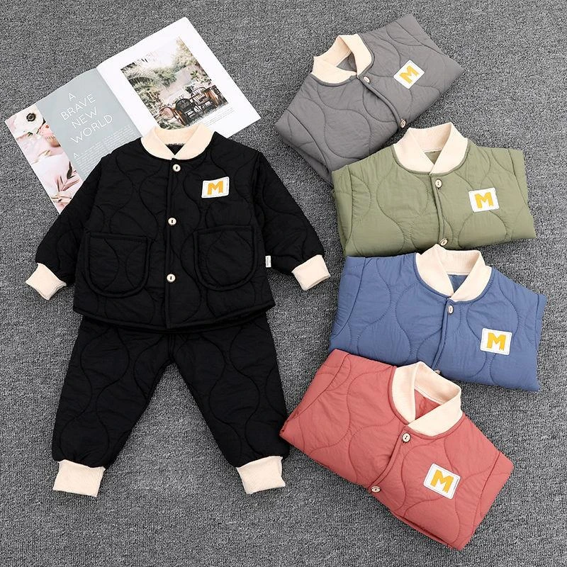 棉服套装男女宝宝棉衣棉裤休闲套装家居服户外两件套ba秋冬上新