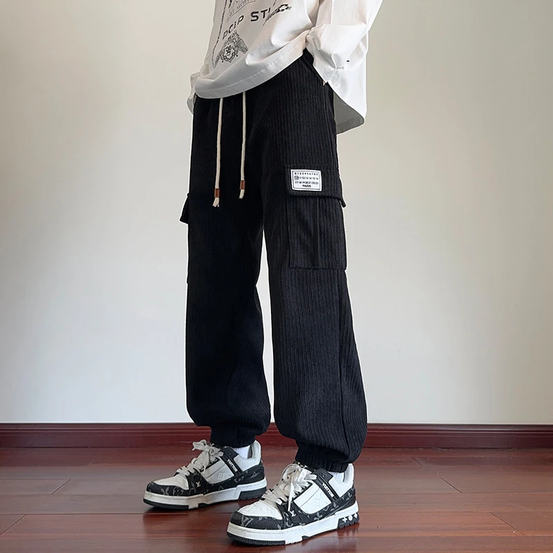 秋季新款休闲裤潮流裤子港风潮牌束脚运动卫裤大码男士工装裤K