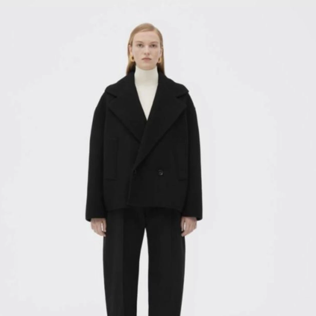全新未使用 BOTTEGA VENETA/葆蝶家 黑色毛呢大衣