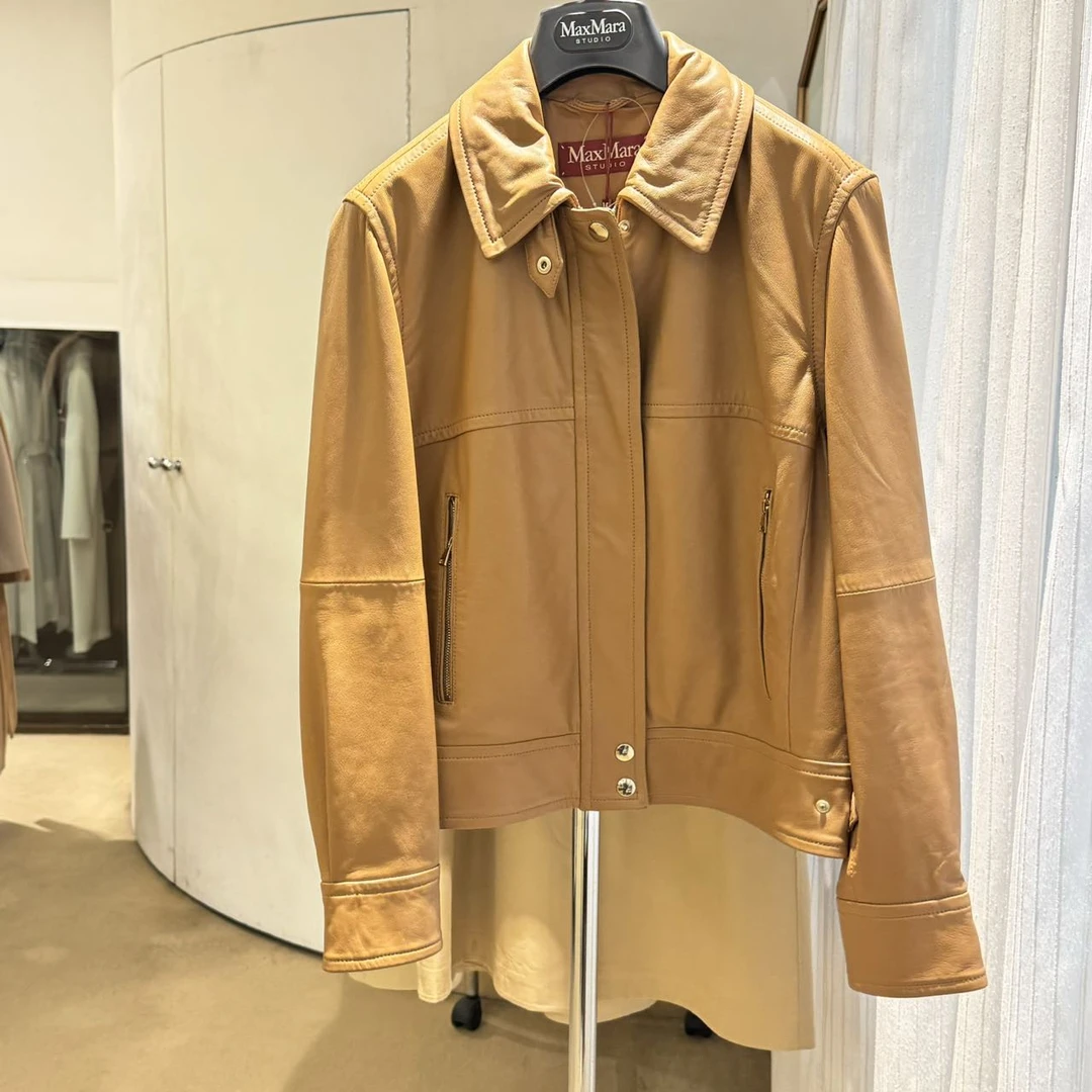 全新未使用  Maxmara Bacio  短款时尚皮衣