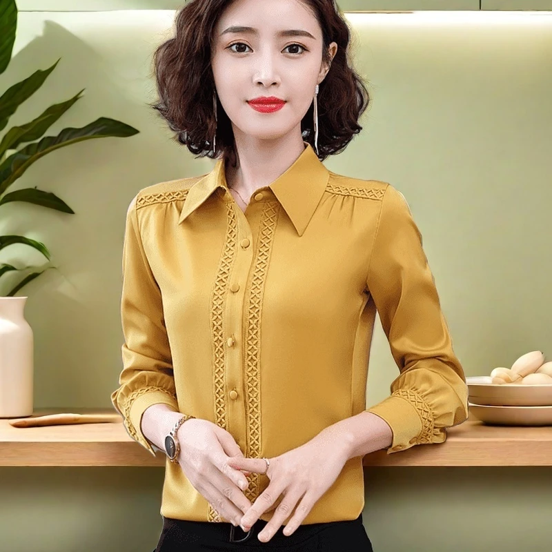 洋气长袖时尚春秋季百搭女士新款衬衣外穿女上衣衬衫打底显