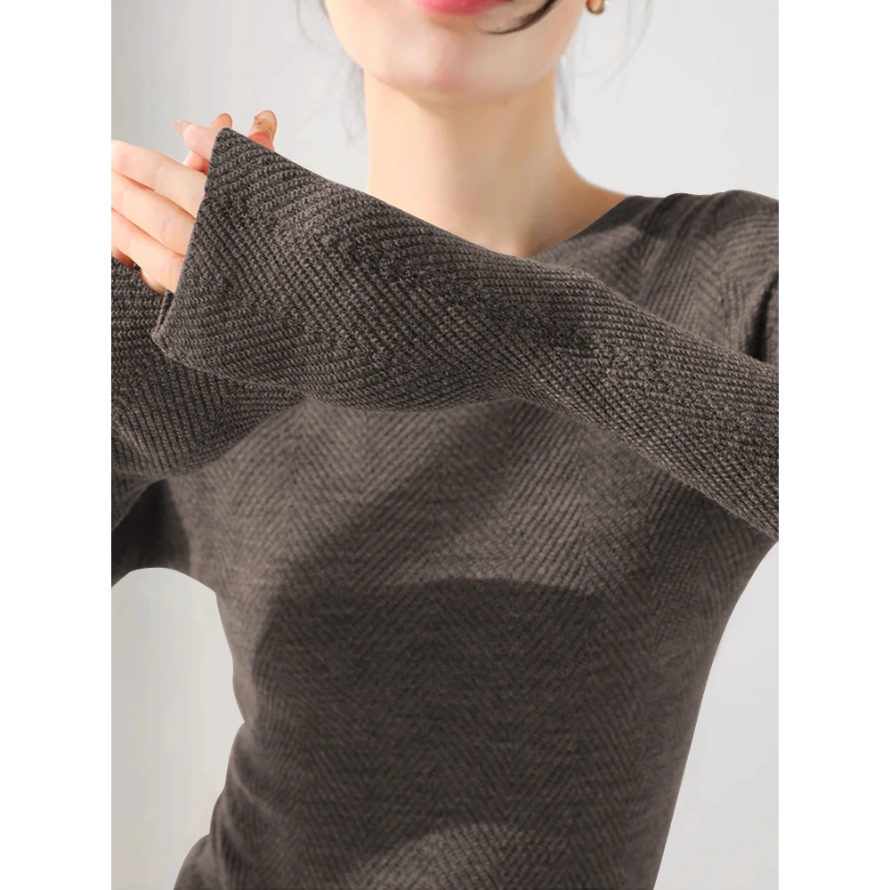 气质显瘦一字领针织打底衫毛衣女秋冬百搭修身设计感洋气长袖上衣