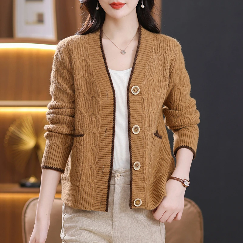 针织开衫女外套春装新款洋气外搭春秋上衣毛衫外套A-006