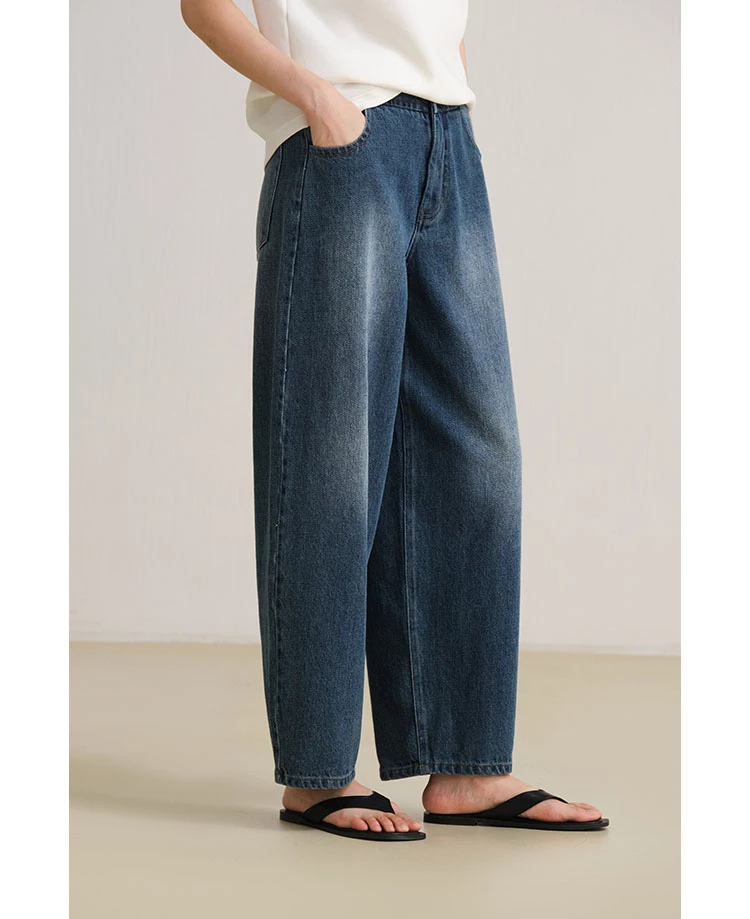 重磅双纱牛仔裤 宽松百搭休闲阔腿萝卜裤女显瘦九分