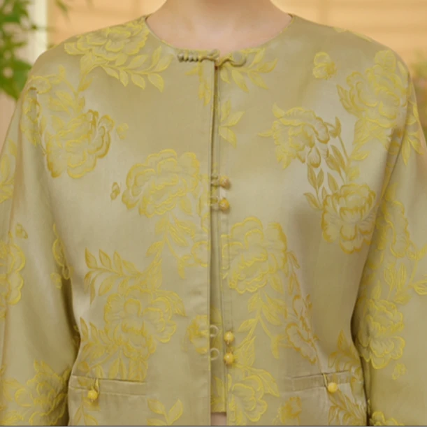 君  新中式风 黄色重缎外套 20124