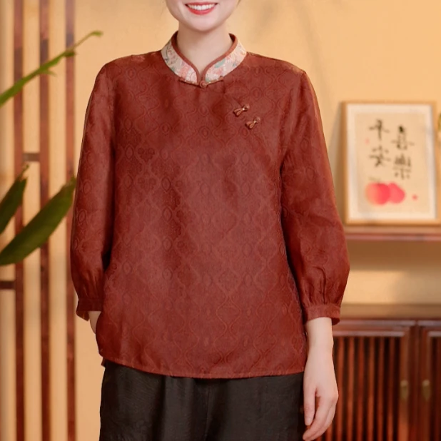 华  新中式风 红色上衣L 2415079