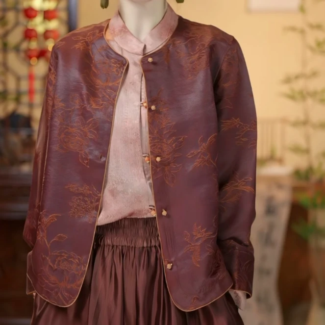 华 新中式 香云纱皮子料外套 335924