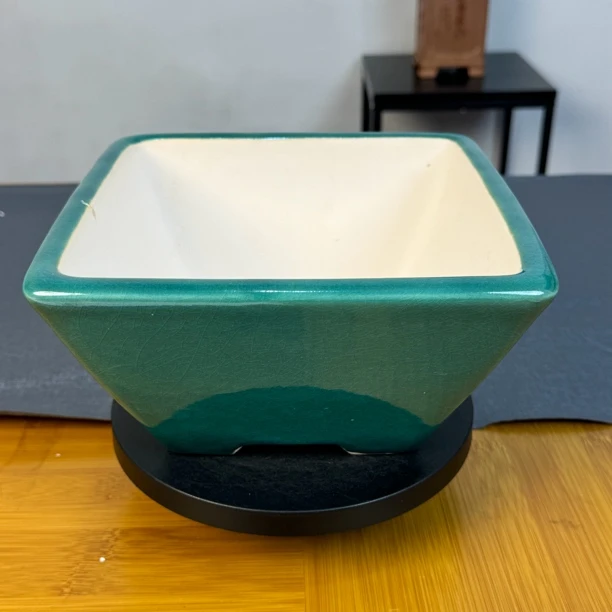 宜兴紫砂花盆四方斗盆釉水花盆16x8