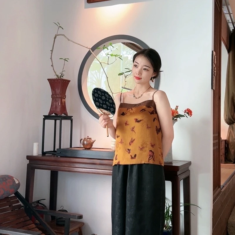 【云初】锦莨桑蚕丝新中式吊带背心复古民族风显瘦百搭宽松