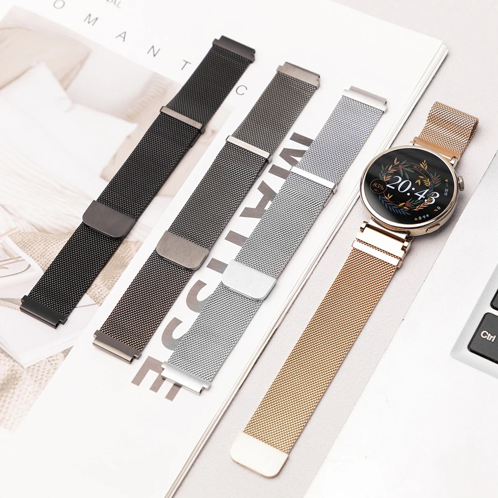 适用华为手表gt5/4表带双磁吸金属网纱watch5米兰尼斯B5新款18mm