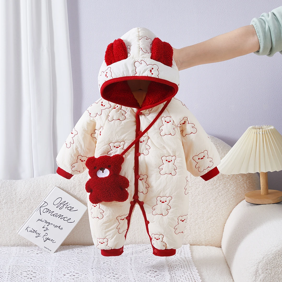 本印苏拉婴儿棉服冬婴儿连体衣宝宝哈衣新生儿衣服外出服BQD3258