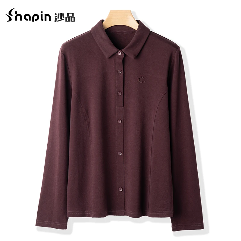 2024秋款刺绣拼接翻领长袖洋气时尚衬衫女F9165