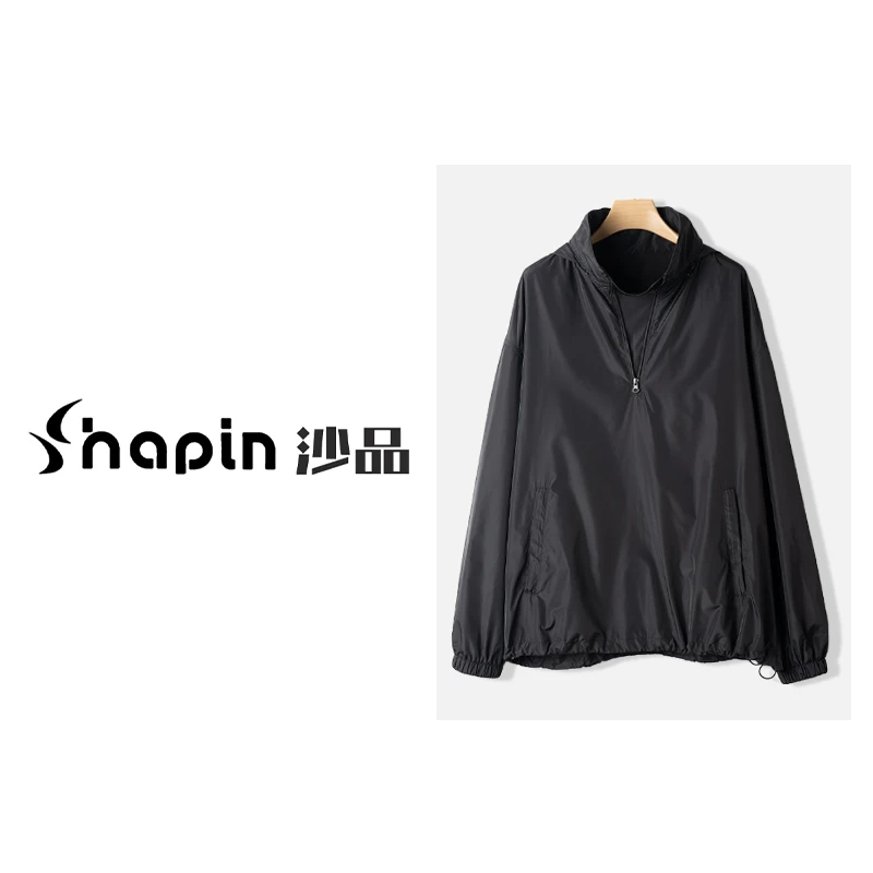 时尚半开拉链可收纳连帽2024秋冬高密面料宽松长袖上衣女KZ5002