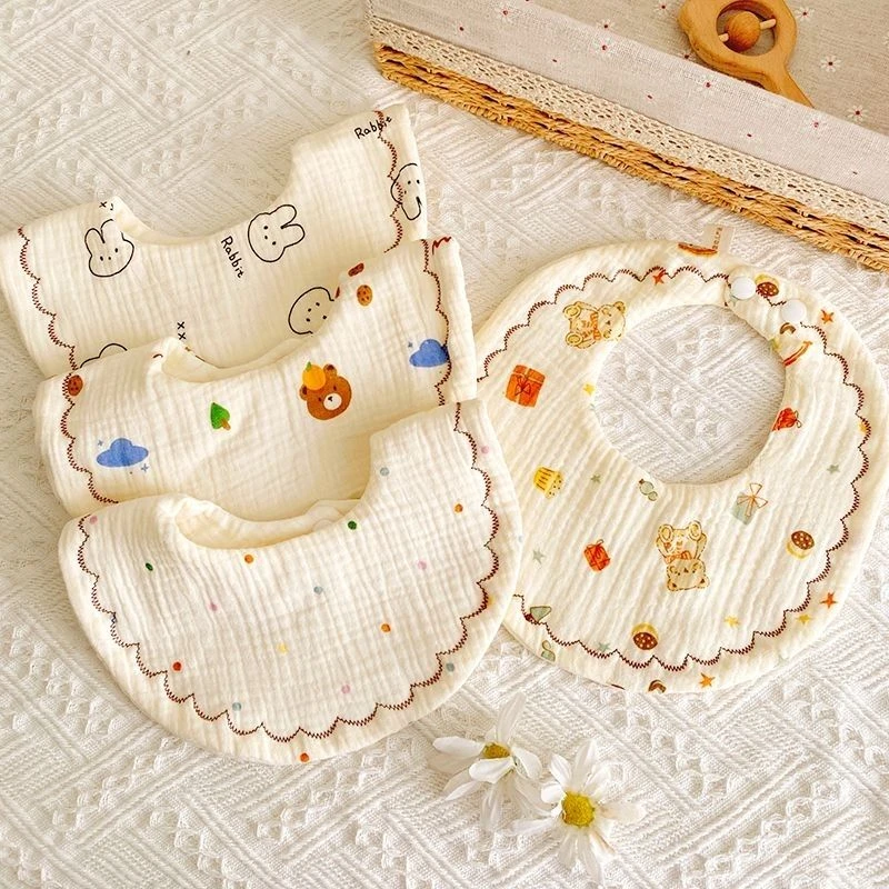 婴儿围嘴六层纯棉纱布口水巾宝宝防吐奶围兜新生儿口水兜柔软吸水