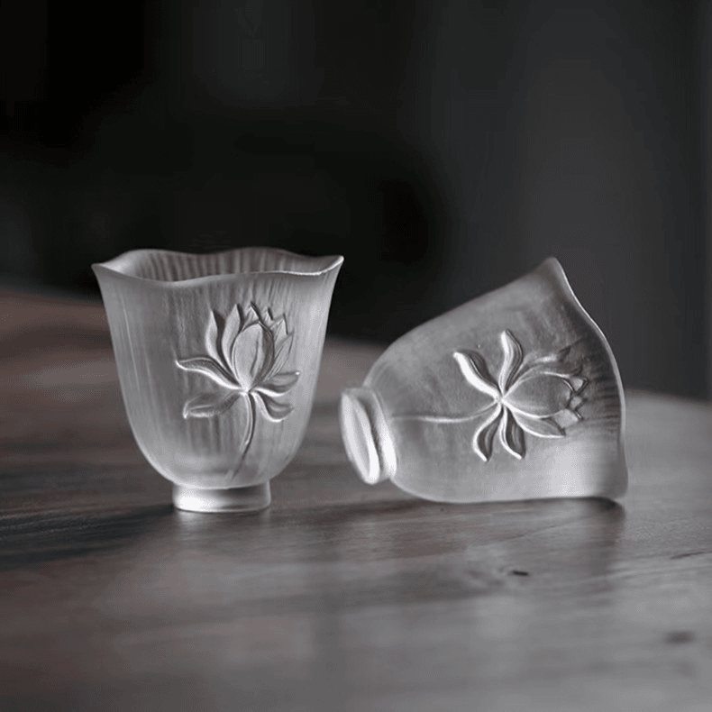 芸术云艺堂 手工家用透明茶杯日式条纹主人杯水杯创意喝茶杯耐热