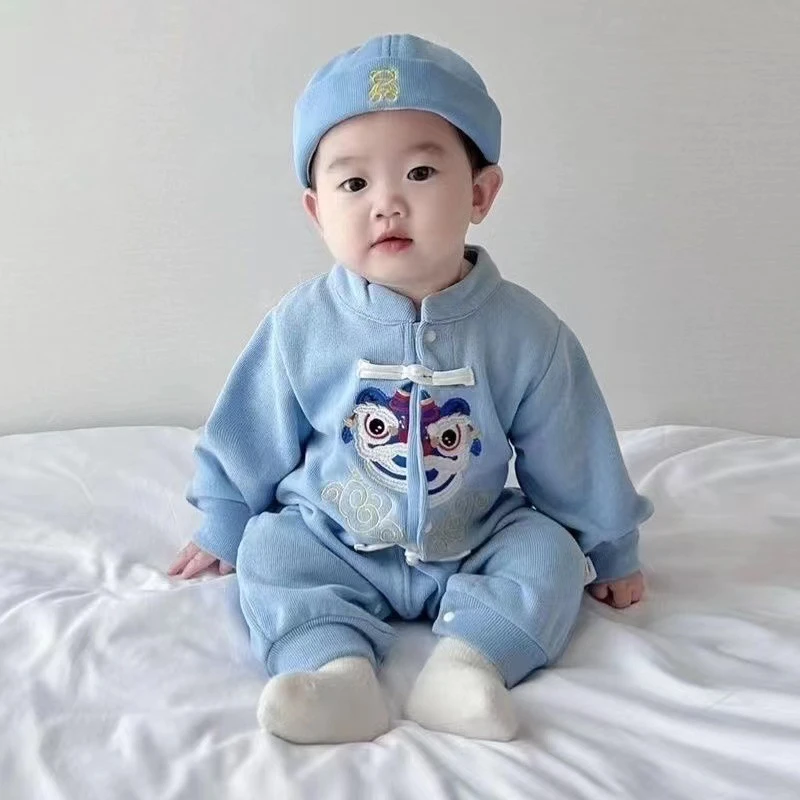 婴儿衣服秋装男女宝宝连体衣超萌婴幼儿外出服国风哈衣爬服春秋季