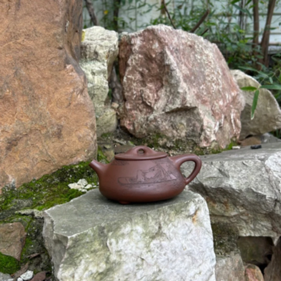 宜兴紫砂壶 石瓢 紫泥 容量约 320cc