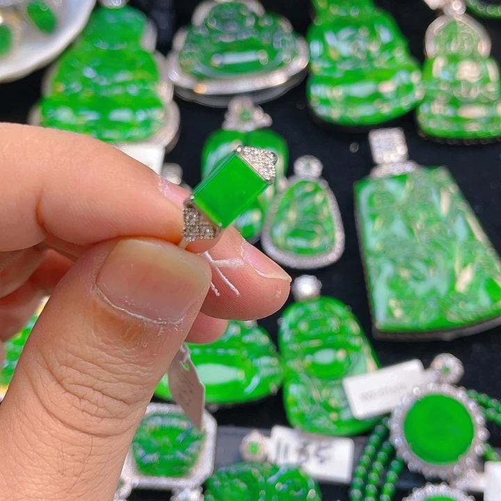 翡翠吊坠(不含链)银S925镶嵌