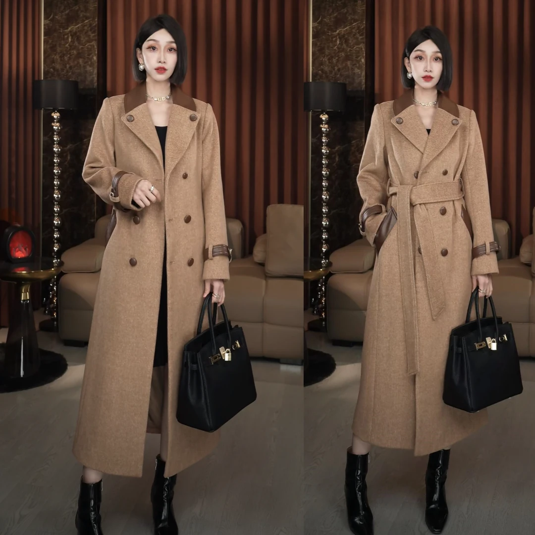 【落羽淡舞】金爷设计师羊毛时尚显瘦简约气质正肩女士大衣A43238W