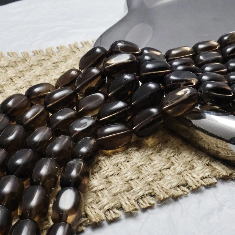 茶水晶扁桶珠天然烟晶色水晶散珠切面桶珠半成品DIY饰品配珠配饰