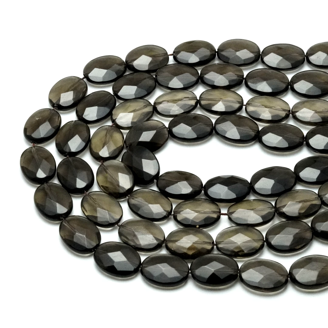 天然茶晶刻面散珠子冰种椭圆片diy手工串珠手串项链耳坠饰品配珠