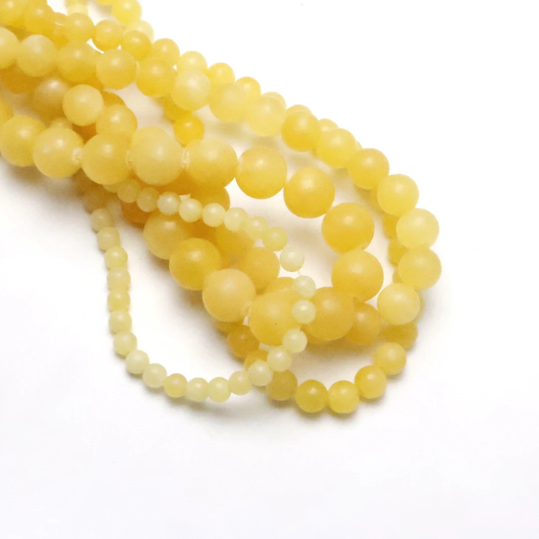 天然圆珠奶黄色米黄散珠半成品珠子高级感DIY串珠饰品配珠材料