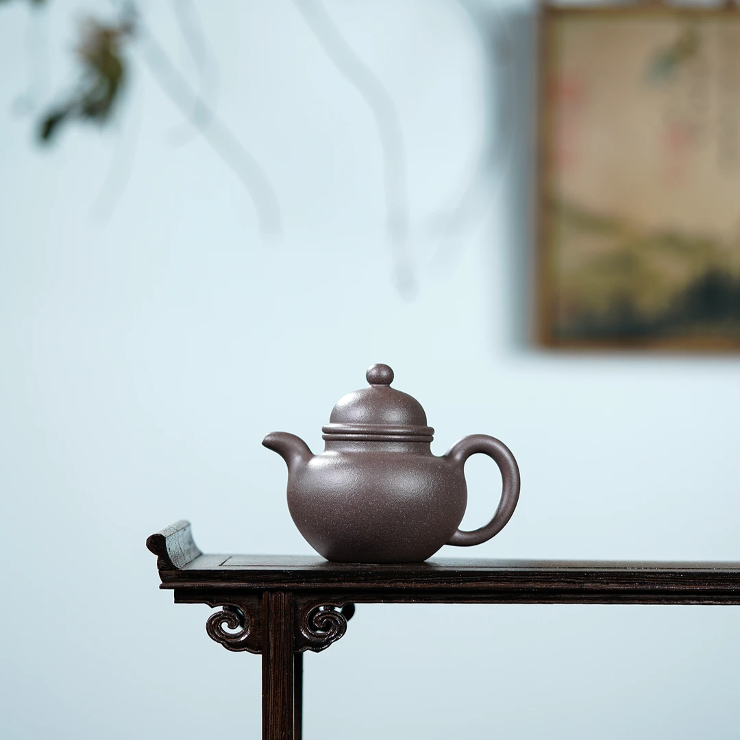 【掇球】宜兴紫砂黄龙山原矿底清灰泥 半手工掇球壶