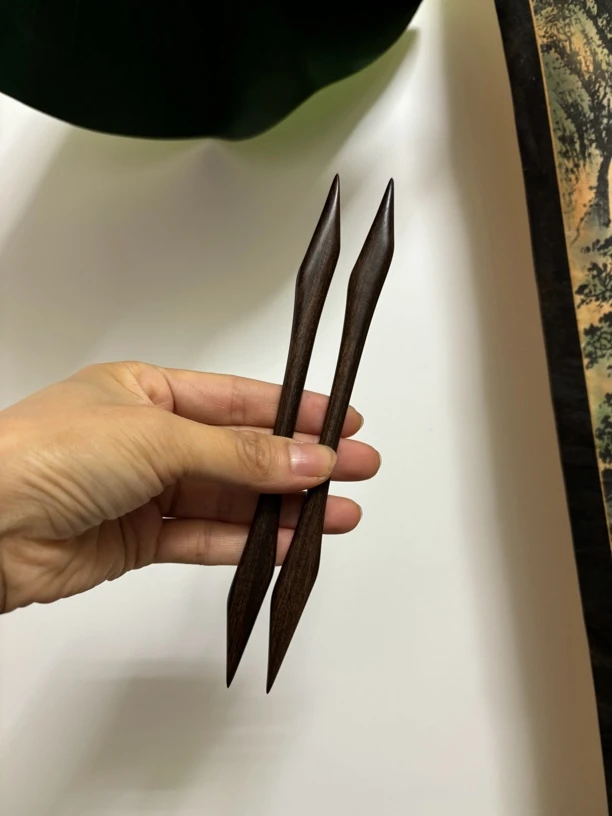 簪欢记：原创设计檀木对簪发簪簪长18厘米一对