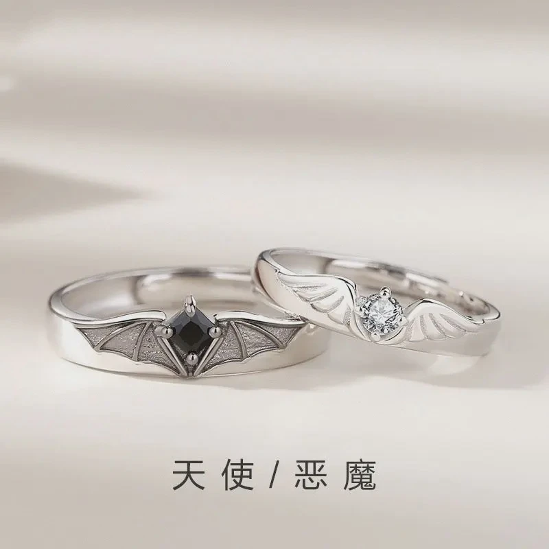 925银戒指 老凤祥和天使与恶魔情侣款对戒纯银戒指轻奢高级感生日